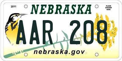 NE license plate AAR208