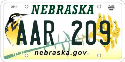 NE license plate AAR209