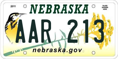 NE license plate AAR213