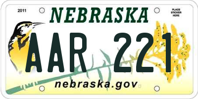 NE license plate AAR221