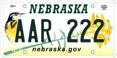 NE license plate AAR222