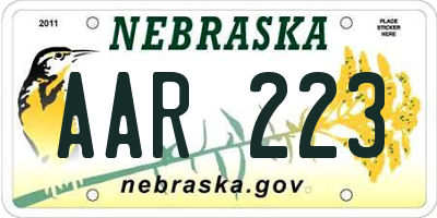 NE license plate AAR223