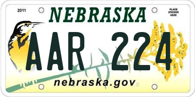 NE license plate AAR224