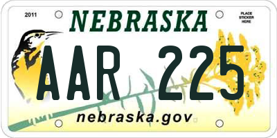 NE license plate AAR225