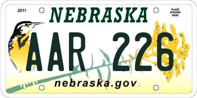 NE license plate AAR226