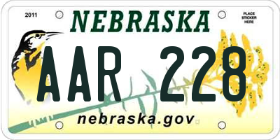 NE license plate AAR228