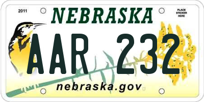 NE license plate AAR232