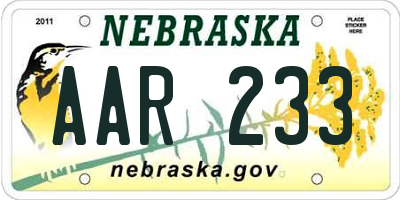 NE license plate AAR233