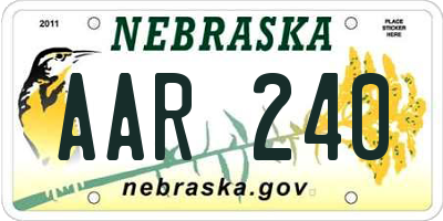 NE license plate AAR240