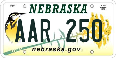 NE license plate AAR250