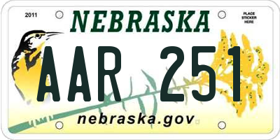 NE license plate AAR251