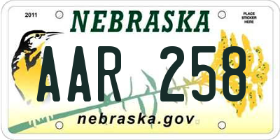 NE license plate AAR258