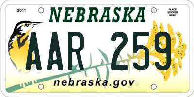 NE license plate AAR259