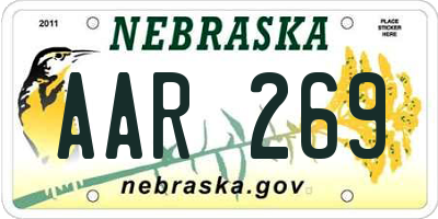 NE license plate AAR269