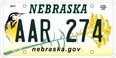 NE license plate AAR274