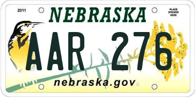 NE license plate AAR276