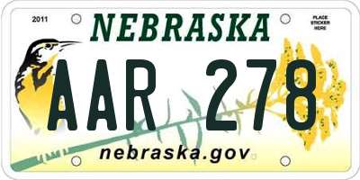 NE license plate AAR278