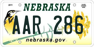 NE license plate AAR286