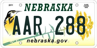 NE license plate AAR288