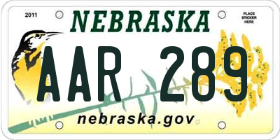 NE license plate AAR289