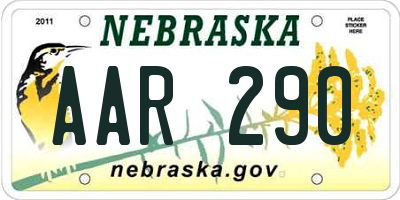 NE license plate AAR290