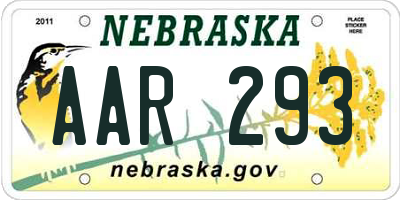 NE license plate AAR293