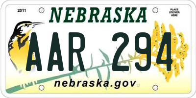 NE license plate AAR294