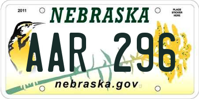 NE license plate AAR296