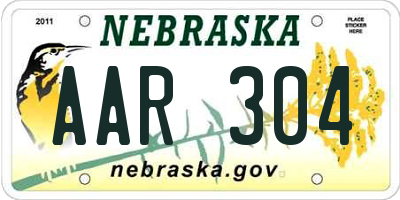 NE license plate AAR304