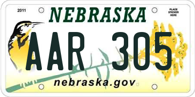 NE license plate AAR305