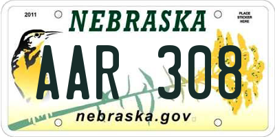 NE license plate AAR308