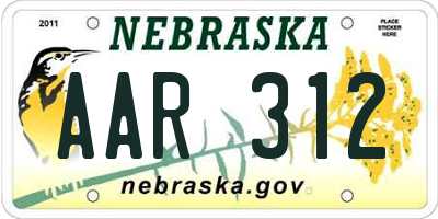 NE license plate AAR312