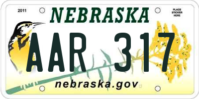 NE license plate AAR317