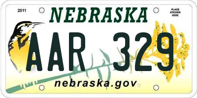 NE license plate AAR329