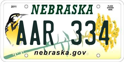 NE license plate AAR334