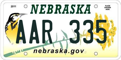 NE license plate AAR335