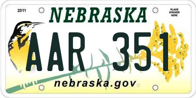 NE license plate AAR351