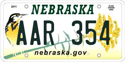 NE license plate AAR354