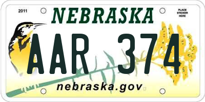 NE license plate AAR374