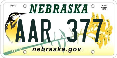 NE license plate AAR377