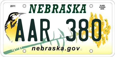 NE license plate AAR380