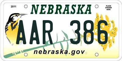 NE license plate AAR386