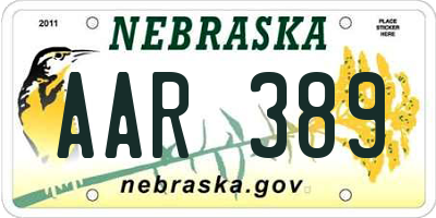 NE license plate AAR389