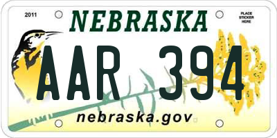 NE license plate AAR394