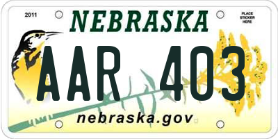 NE license plate AAR403