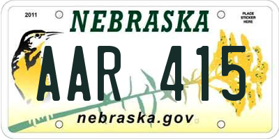 NE license plate AAR415