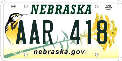 NE license plate AAR418