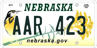 NE license plate AAR423