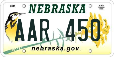 NE license plate AAR450