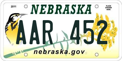 NE license plate AAR452